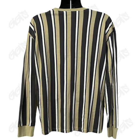 Pac Cares Men Shirt Long Sleeve Stripe Tan Gray Blue Size L - Picture 2 of 9